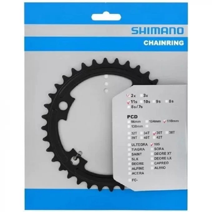 Звезда SHIMANO 105 36T-MT, передняя, для FC-R7000, для 52-36T, черный Y1WV36000 Звезда SHIMANO 105 36T-MT, передняя, для FC-R7000, для 52-36T, черный Y1WV36000